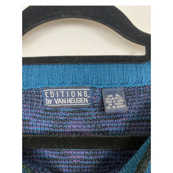 Editions by Van Heusen Geometric Jacquard Knit Sweater, Retro 90s Style, Size XL - Picture 2 of 8